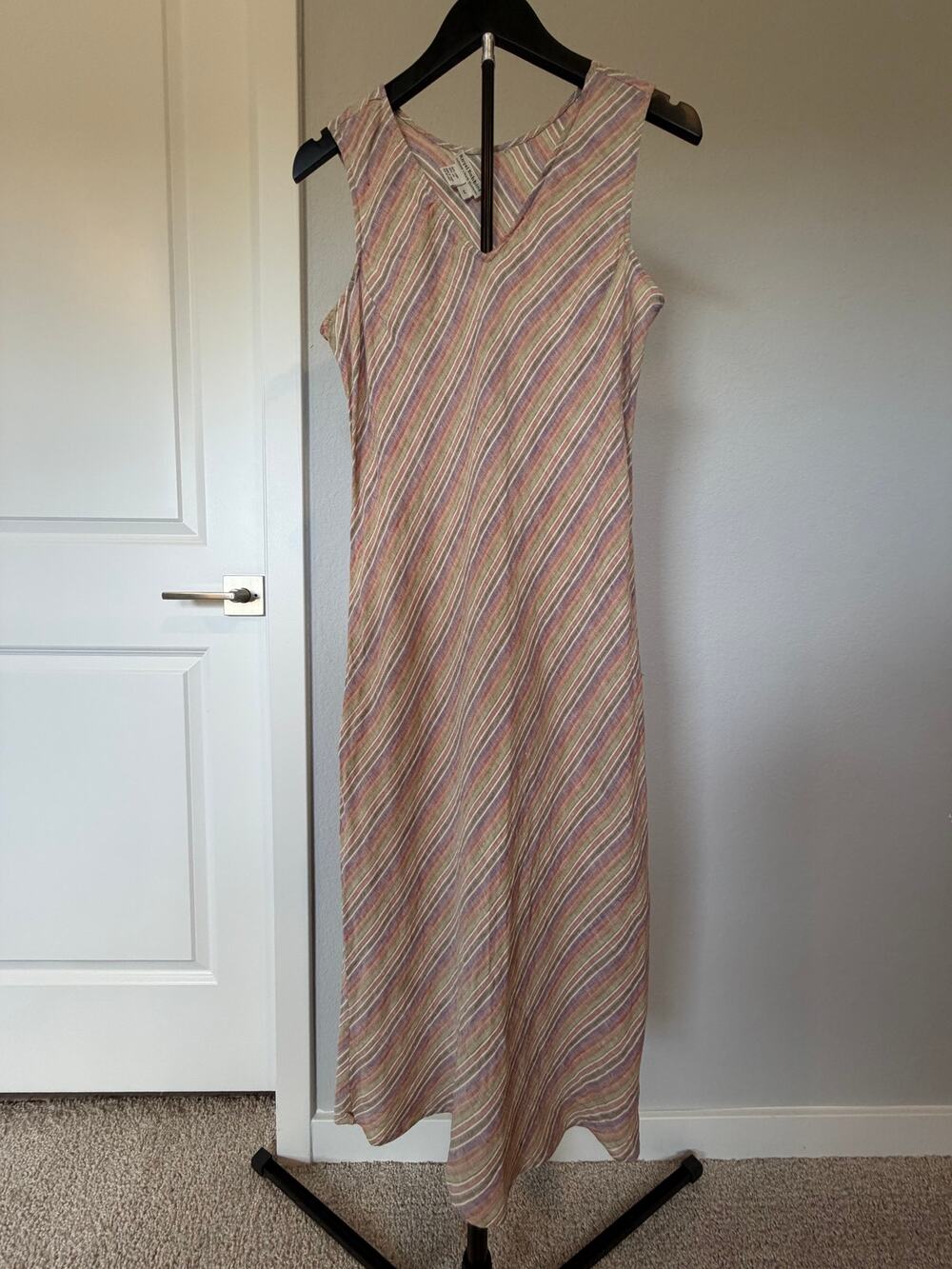 Royal Robbins 100% Linen Striped Maxi Dress Women's Medium Boho